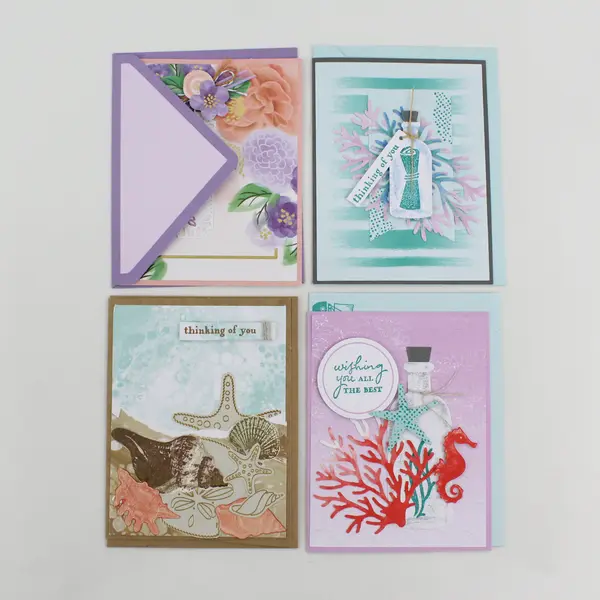 Lot of 10 Charming Whimsical Handmade Die-Cut Notecards with Envelopes