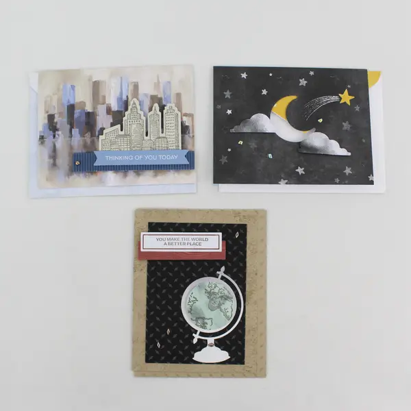 Lot of 10 Unique Charming Handmade Die-Cut Notecards with Envelopes