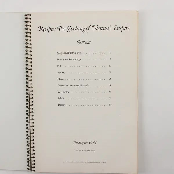  Foods of the World Recipes Cooking of Vienna's Empire Cookbook 1968 Spiral