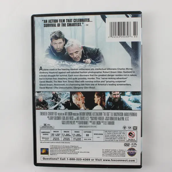 The Edge DVD, 1997 Anthony Hopkins Alec Baldwin