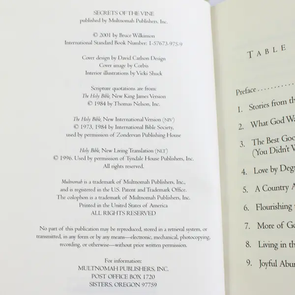 Bruce Wilkinson's Secrets of the Vine Breaking Through to Abundance 2001 HC