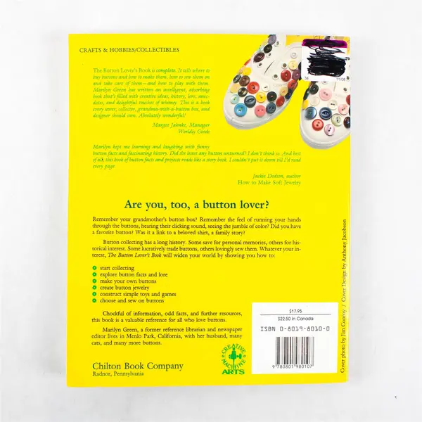 Vintage The Button Lover's Book by Marilyn Green 1991 Paperback Good