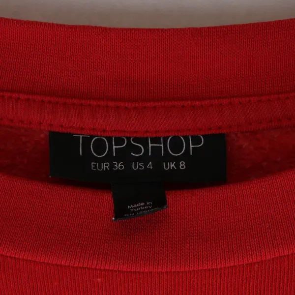 Topshop Women's S Red Fleece Lined Long Sleeve Oversized Pullover Sweater