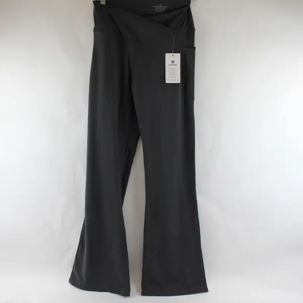 NWT DLOODA Women's XL Gray Pocket Crossover Waist Flare Leg Yoga Pants