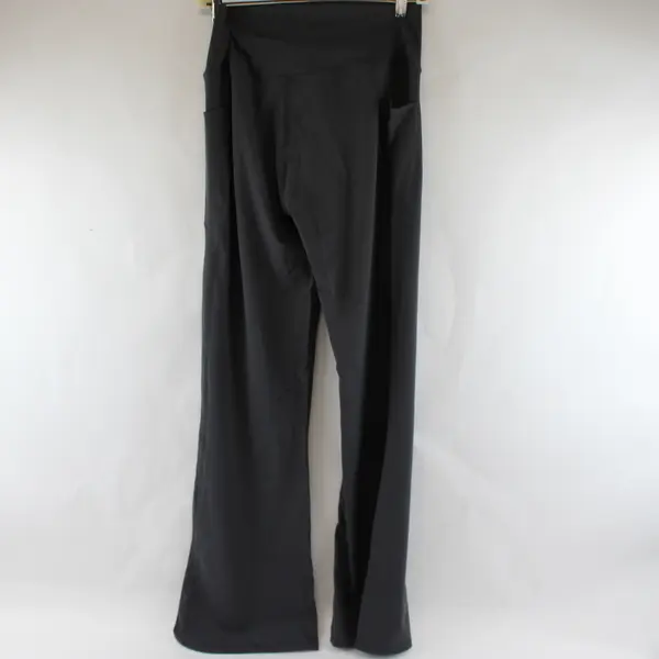 NWT DLOODA Women's XL Gray Pocket Crossover Waist Flare Leg Yoga Pants