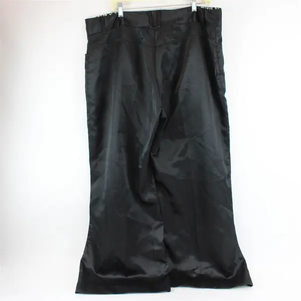 Ashley Stewart Women’s 18 Plus Size Shiny Black Wide Leg High Rise Dress Pants