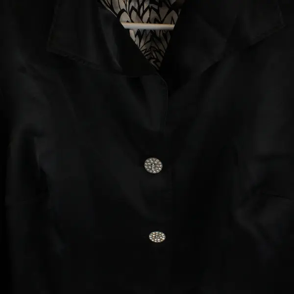 Ashley Stewart Women's 16 Shiny Black Flare Long Sleeve Lined Blazer Jacket