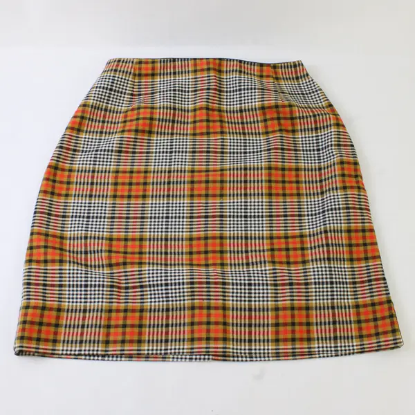 Unbranded Women's S Multicolor Plaid Zip/Button Closure Pencil Skirt