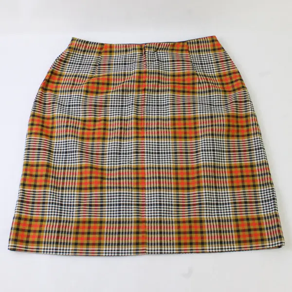 Unbranded Women's S Multicolor Plaid Zip/Button Closure Pencil Skirt