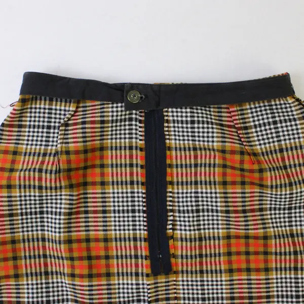 Unbranded Women's S Multicolor Plaid Zip/Button Closure Pencil Skirt