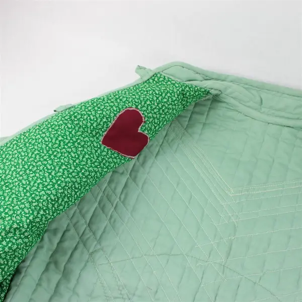 Vtg Handmade Adult L/XL Green Multicolor Quilted Patchwork Coat