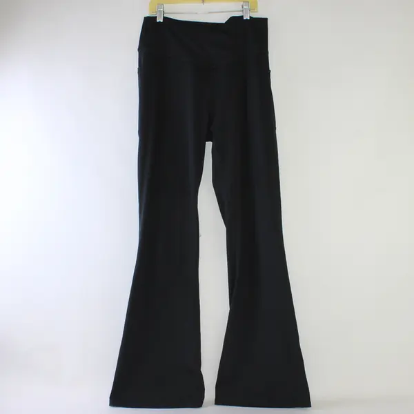 DLOODA Women's XL Black Wide Leg Crisscross Waist Pocketed Yoga Pants