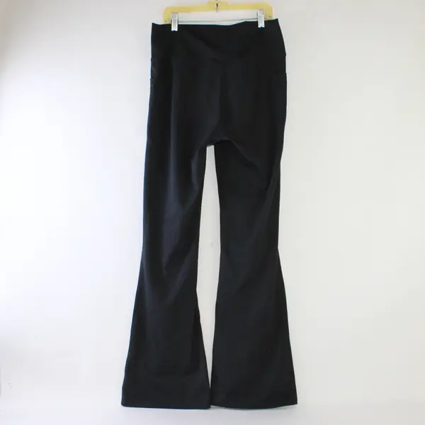 DLOODA Women's XL Black Wide Leg Crisscross Waist Pocketed Yoga Pants