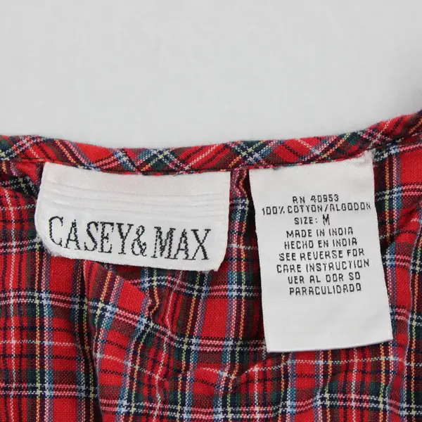 Vtg Casey & Max Women's M Red Plaid Velvet Christmas Embroidered Vest