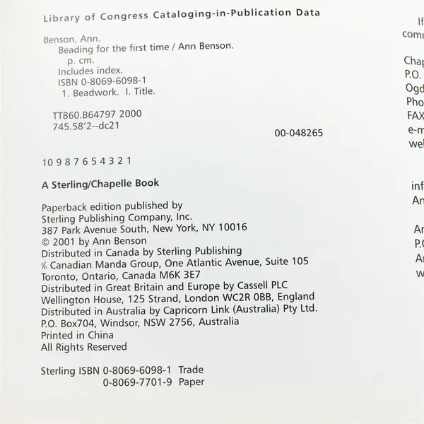 Beading for the First Time by Ann Benson 2001 Paperback Good Condition