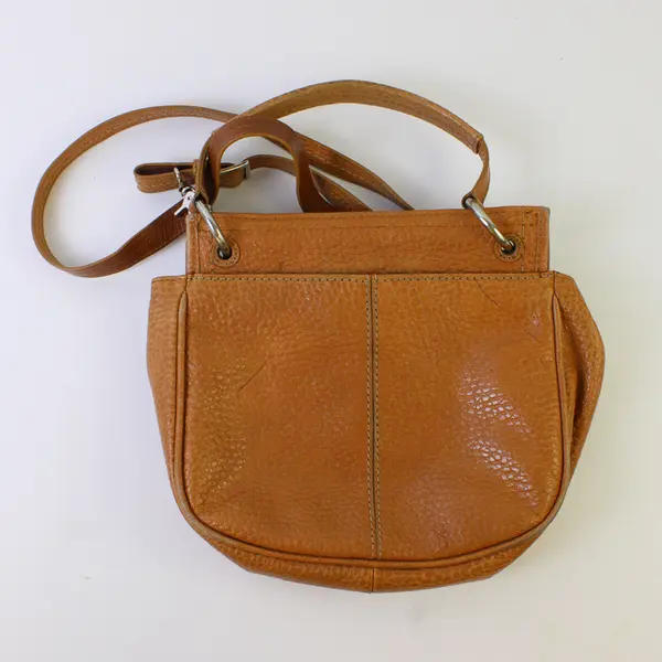 Brighton Parker Tan Pebbled Leather Convertible Handbag w/Silver Hardware
