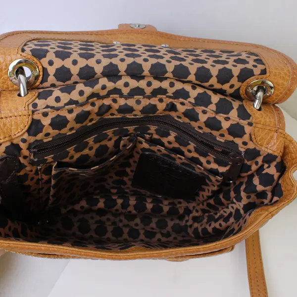 Brighton Parker Tan Pebbled Leather Convertible Handbag w/Silver Hardware