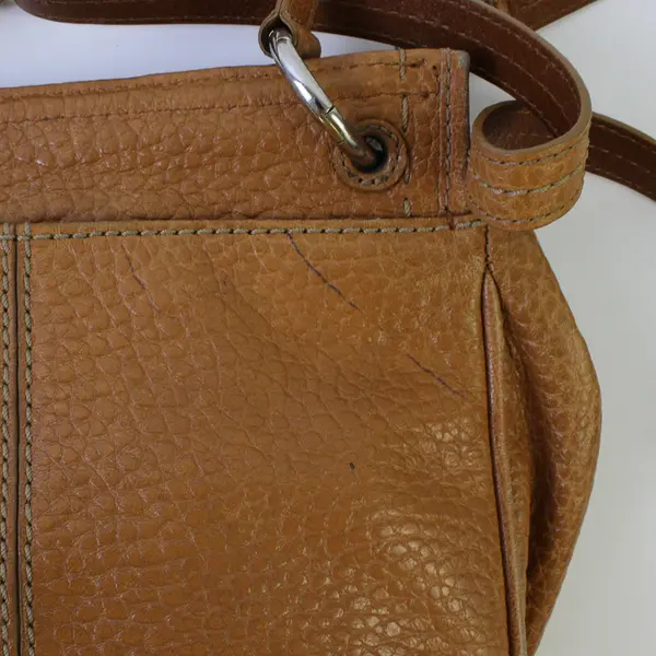 Brighton Parker Tan Pebbled Leather Convertible Handbag w/Silver Hardware