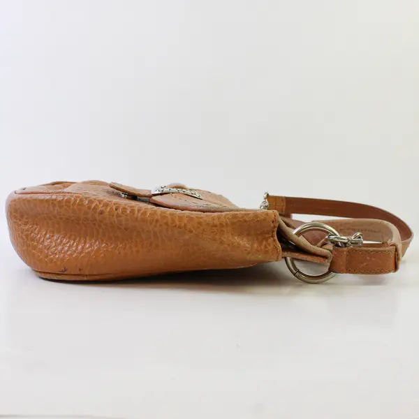 Brighton Parker Tan Pebbled Leather Convertible Handbag w/Silver Hardware