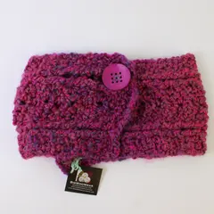 NWT BigWooWear Purple Acrylic Blend Cowl Scarf Large Functional Button Closure