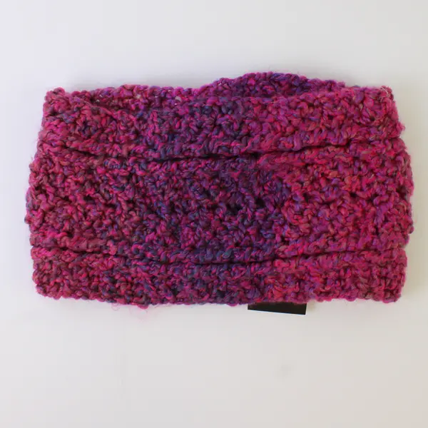 NWT BigWooWear Purple Acrylic Blend Cowl Scarf Large Functional Button Closure