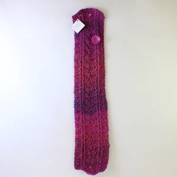 NWT BigWooWear Purple Acrylic Blend Cowl Scarf Large Functional Button Closure
