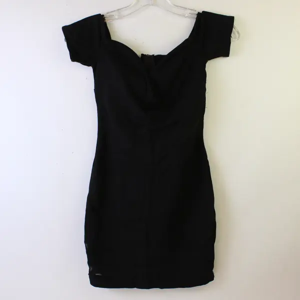 Fashion Nova Women's XS Black Mesh Panels Off The Shoulder Bodycon Dress