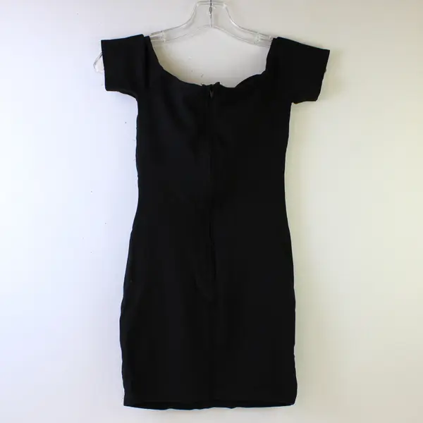 Fashion Nova Women's XS Black Mesh Panels Off The Shoulder Bodycon Dress