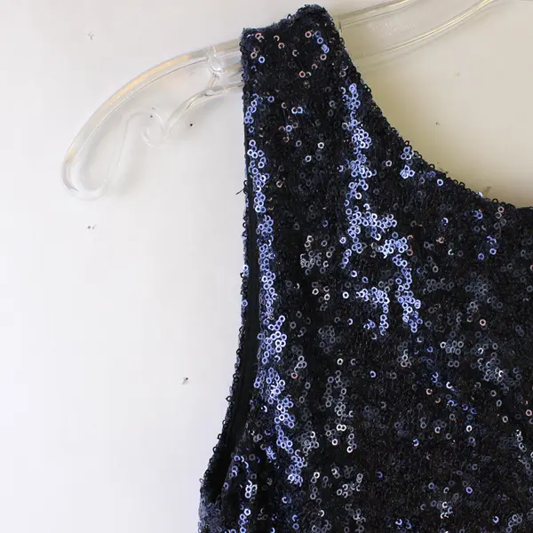 Crystal Doll Women's/Junior's XS Navy Lined Sequin Sleeveless Mini Dress