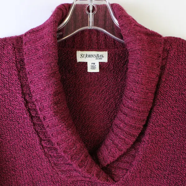 St.John's Bay Women's M Petite Purple Long Sleeve Pullover Knit Sweater 