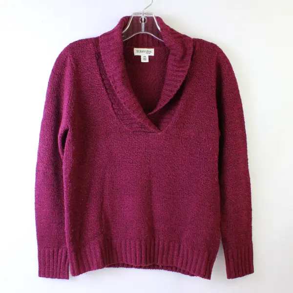 St.John's Bay Women's M Petite Purple Long Sleeve Pullover Knit Sweater 
