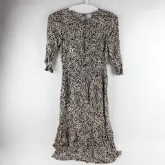 A New Day Women's S Animal Print Elastic Waist Rayon 3/4 Sleeve Ruffle Hem Dress