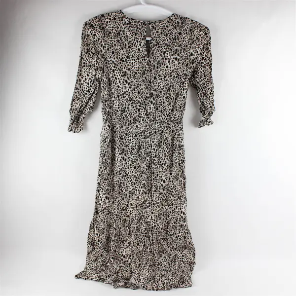 A New Day Women's S Animal Print Elastic Waist Rayon 3/4 Sleeve Ruffle Hem Dress