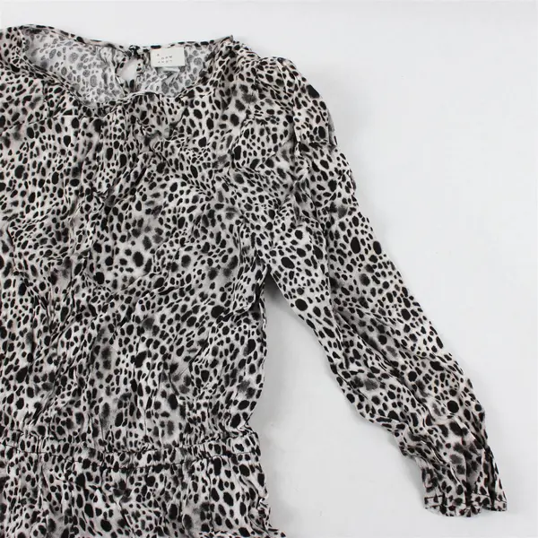 A New Day Women's S Animal Print Elastic Waist Rayon 3/4 Sleeve Ruffle Hem Dress