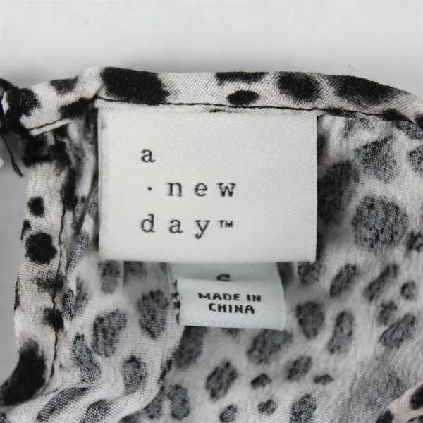 A New Day Women's S Animal Print Elastic Waist Rayon 3/4 Sleeve Ruffle Hem Dress