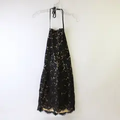 TOBI Women's M Black Eyelash Lace/Nude Lining Sleeveless Single Strap Mini Dress