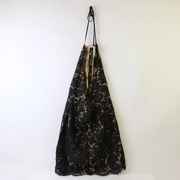 TOBI Women's M Black Eyelash Lace/Nude Lining Sleeveless Single Strap Mini Dress