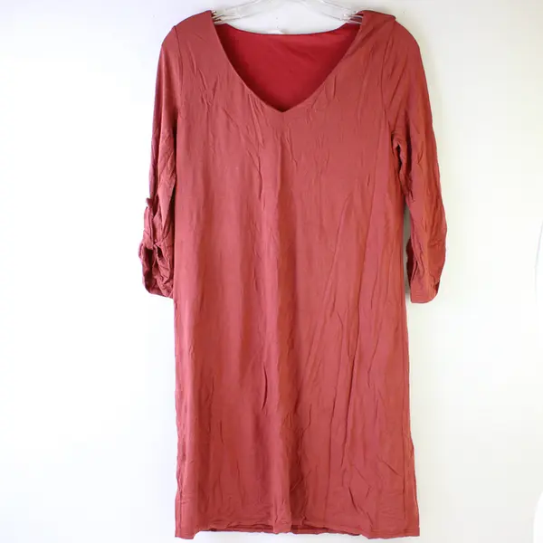 Pink Blush Women's S Mauve Jersey Stretch Roll-Tab Sleeve Shift Dress