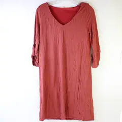 Pink Blush Women's S Mauve Jersey Stretch Roll-Tab Sleeve Shift Dress