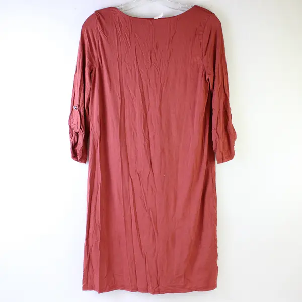 Pink Blush Women's S Mauve Jersey Stretch Roll-Tab Sleeve Shift Dress