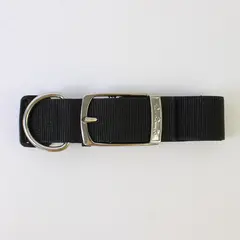 Unbranded Thick Metal Buckle Black Nylon Adjustable Dog Collar - 1.5"Wx18"L