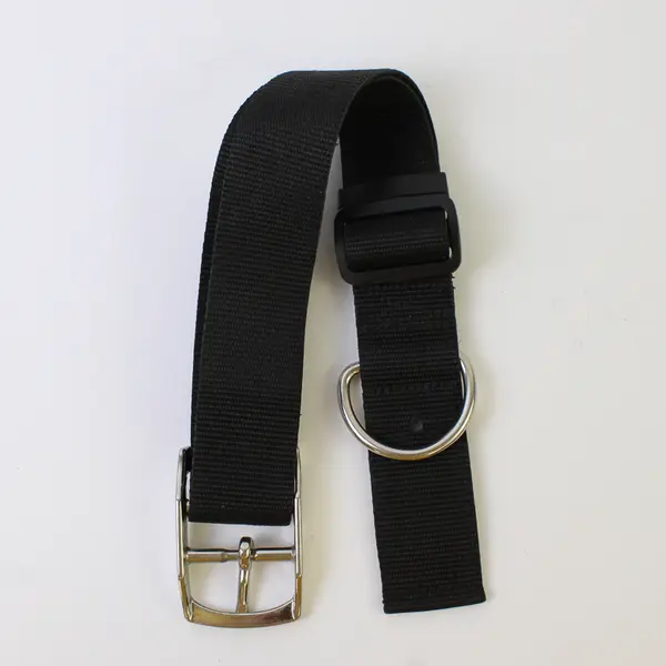 Unbranded Thick Metal Buckle Black Nylon Adjustable Dog Collar - 1.5"Wx18"L