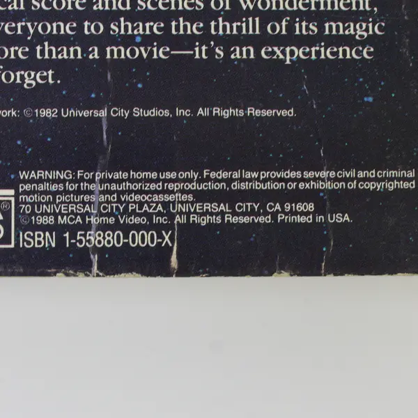 E.T. The Extra-Terrestrial VHS 1982, Spielberg