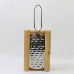 Unbranded Stainless Steel Cheese Grater with Wooden Box