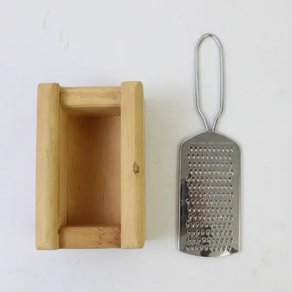 Unbranded Stainless Steel Cheese Grater with Wooden Box