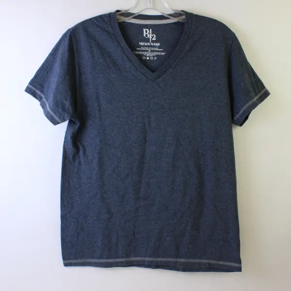 B2 Original Blends Men’s M Blue Heather Tri-Blend V-Neck Short Sleeve T-Shirt