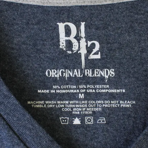 B2 Original Blends Men’s M Blue Heather Tri-Blend V-Neck Short Sleeve T-Shirt
