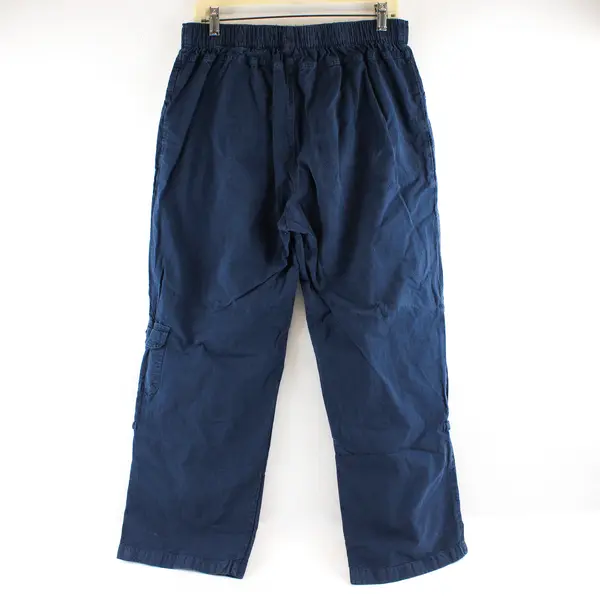 Cappagallo Women's XL Navy Straight Leg Elastic Waist 100% Cotton Casual Pants