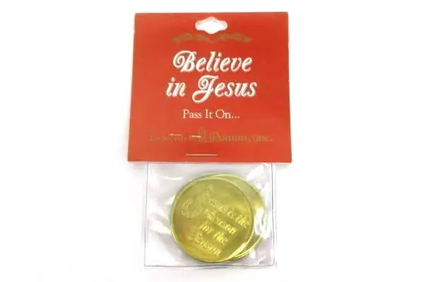 2002 Roman Inc. BELIEVE IN JESUS Brass Token Jesus is the Reason Season