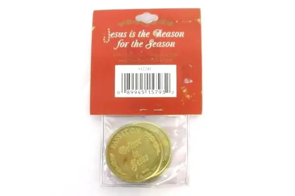 2002 Roman Inc. BELIEVE IN JESUS Brass Token Jesus is the Reason Season